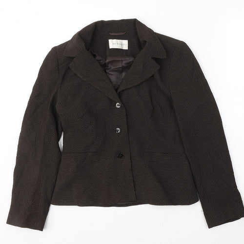 MINUET Womens Brown Polka Dot Wool Jacket Suit Jacket Size 10