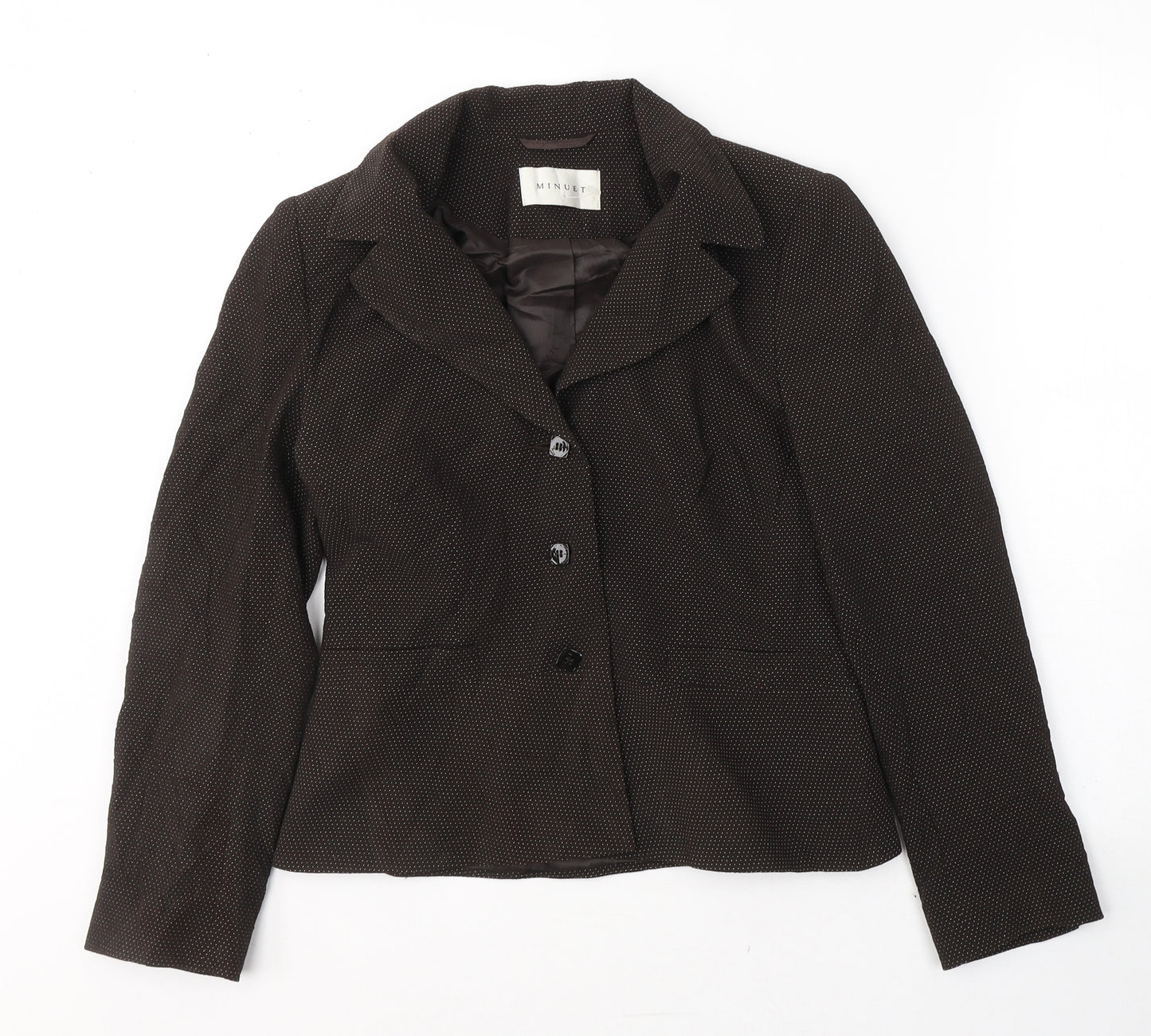 MINUET Womens Brown Polka Dot Wool Jacket Suit Jacket Size 10