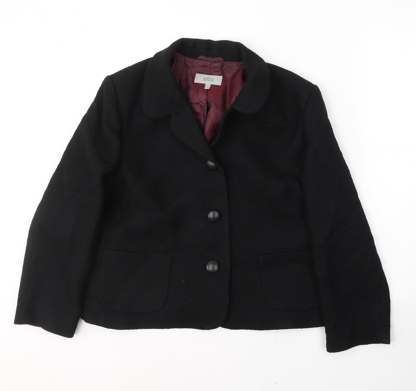 Marks and Spencer Womens Black  Wool Jacket Suit Jacket Size 18