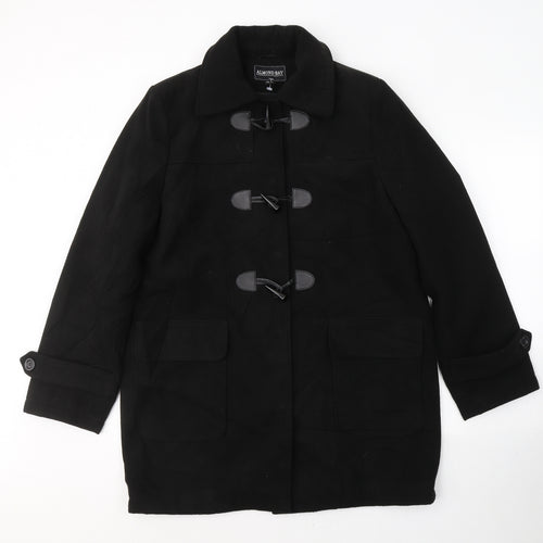 Almond Bay Womens Black   Trench Coat Coat Size 14  Button