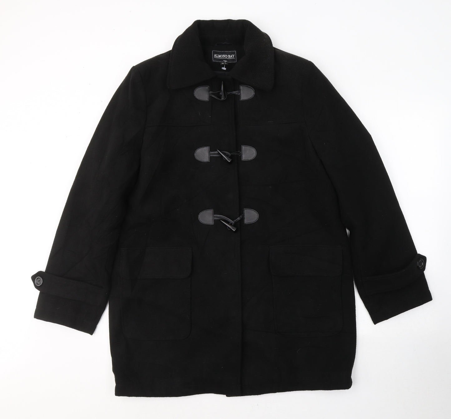 Almond Bay Womens Black   Trench Coat Coat Size 14  Button