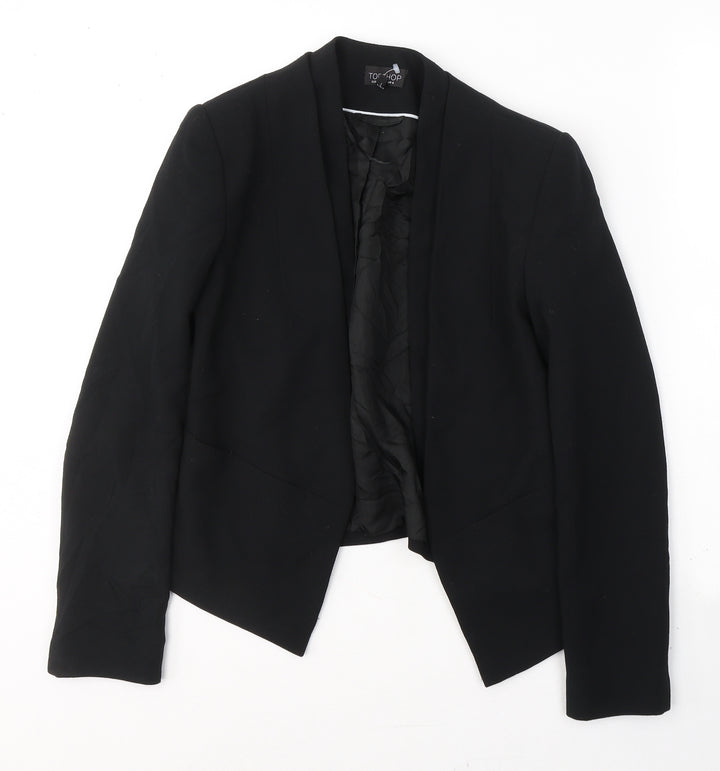 Topshop Womens Black Polyester Jacket Blazer Size 6 - Open