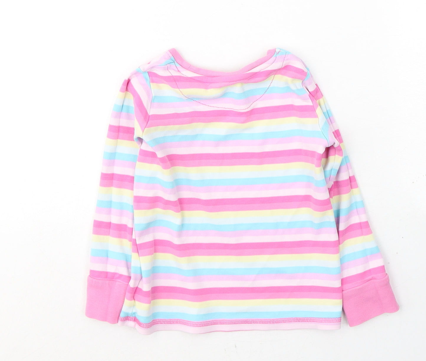 NEXT Girls Pink Striped Cotton Basic Casual Size 4-5 Years Round Neck Pullover