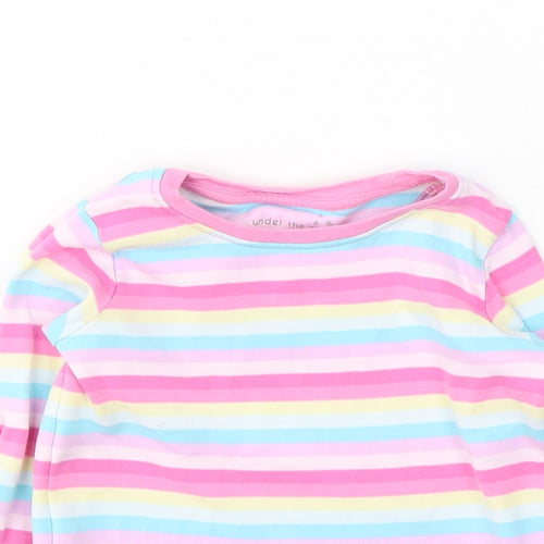 NEXT Girls Pink Striped Cotton Basic Casual Size 4-5 Years Round Neck Pullover