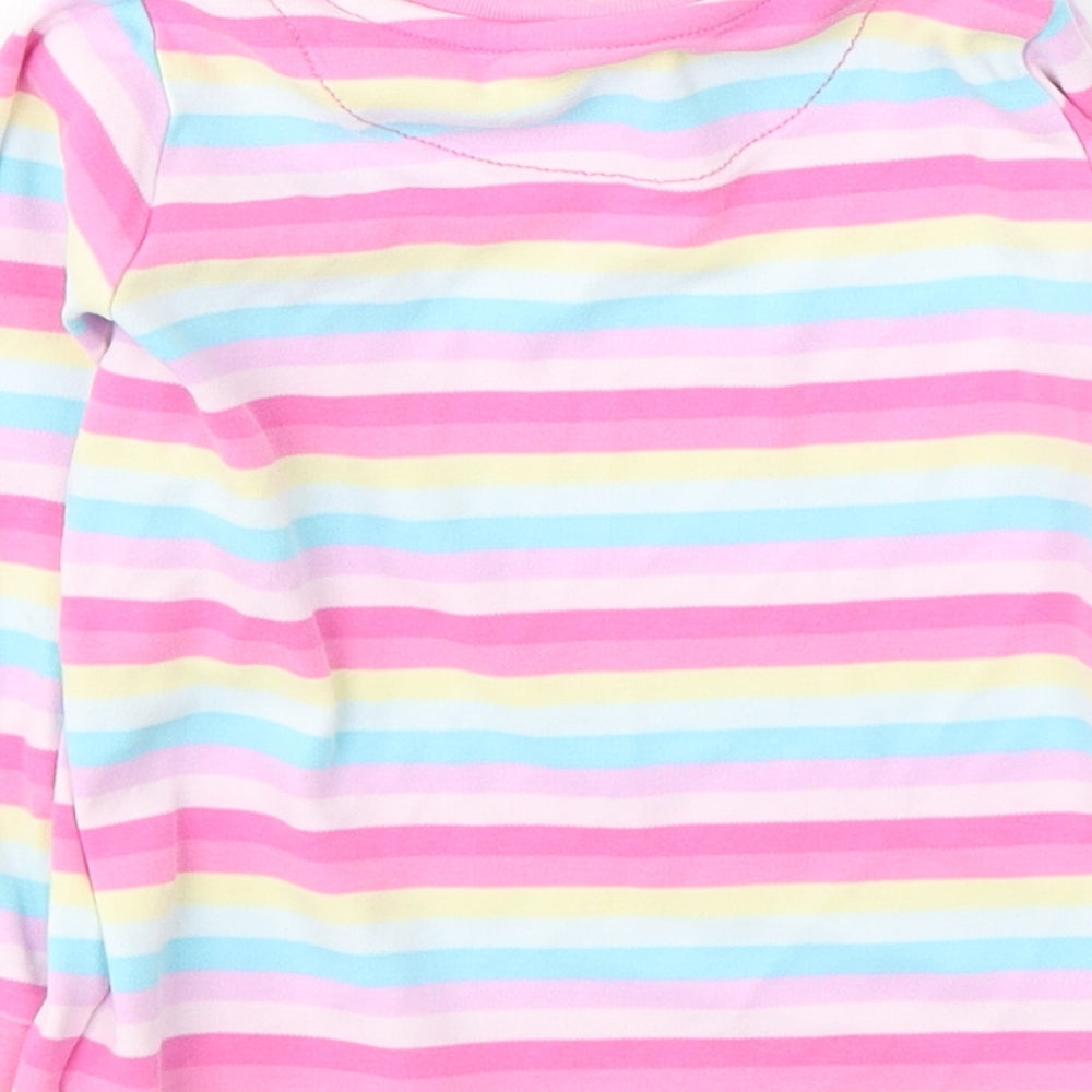 NEXT Girls Pink Striped Cotton Basic Casual Size 4-5 Years Round Neck Pullover