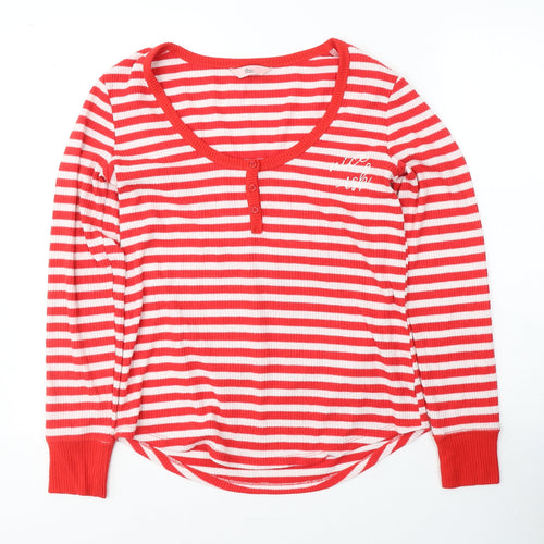 Boux Avenue Womens Red Striped Polyester Jersey T-Shirt Size 10 V-Neck - Nice-ish