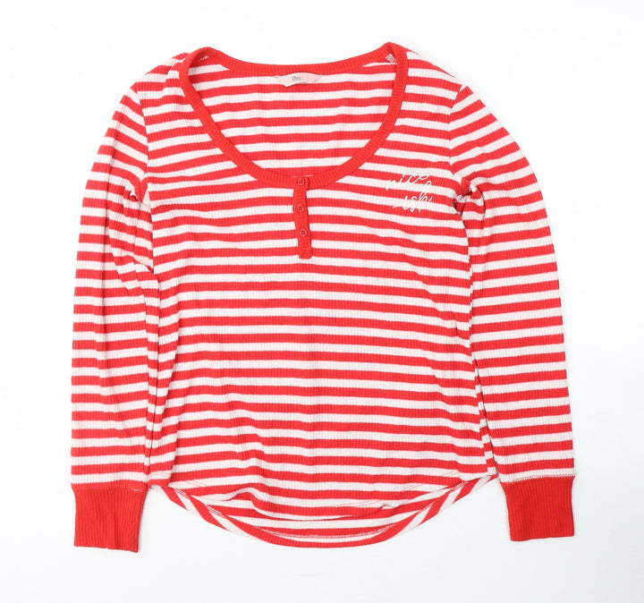 Boux Avenue Womens Red Striped Polyester Jersey T-Shirt Size 10 V-Neck - Nice-ish