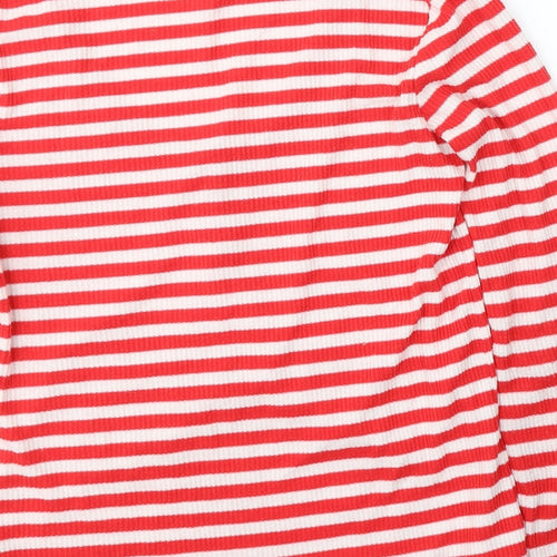Boux Avenue Womens Red Striped Polyester Jersey T-Shirt Size 10 V-Neck - Nice-ish