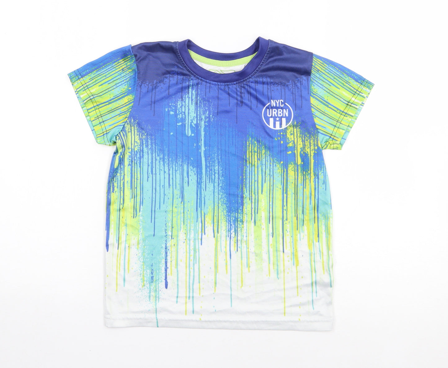 Matalan Boys Multicoloured Geometric Polyester Jersey T-Shirt Size 8 Years Crew Neck Pullover
