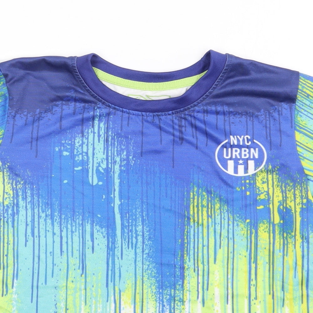 Matalan Boys Multicoloured Geometric Polyester Jersey T-Shirt Size 8 Years Crew Neck Pullover