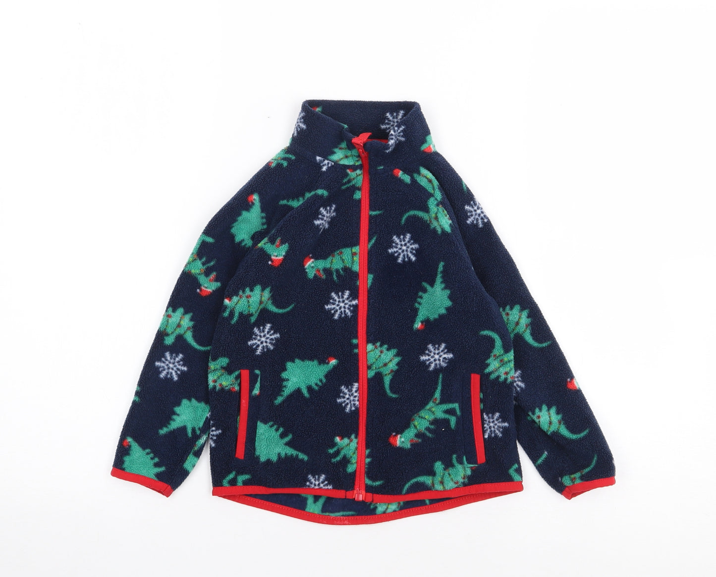 Dunnes Boys Blue High Neck Geometric Polyester Full Zip Jumper Size 2-3 Years  Zip - Christmas, Dinosaur