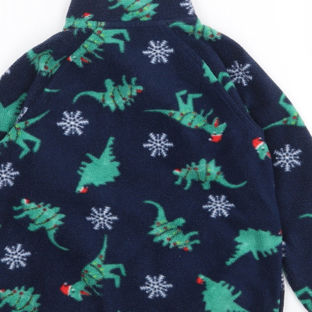 Dunnes Boys Blue High Neck Geometric Polyester Full Zip Jumper Size 2-3 Years  Zip - Christmas, Dinosaur