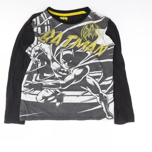 Primark Boys Black  Polyester Ringer T-Shirt Size 10-11 Years Crew Neck Pullover - Batman