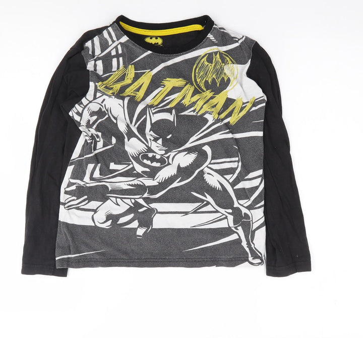 Primark Boys Black  Polyester Ringer T-Shirt Size 10-11 Years Crew Neck Pullover - Batman
