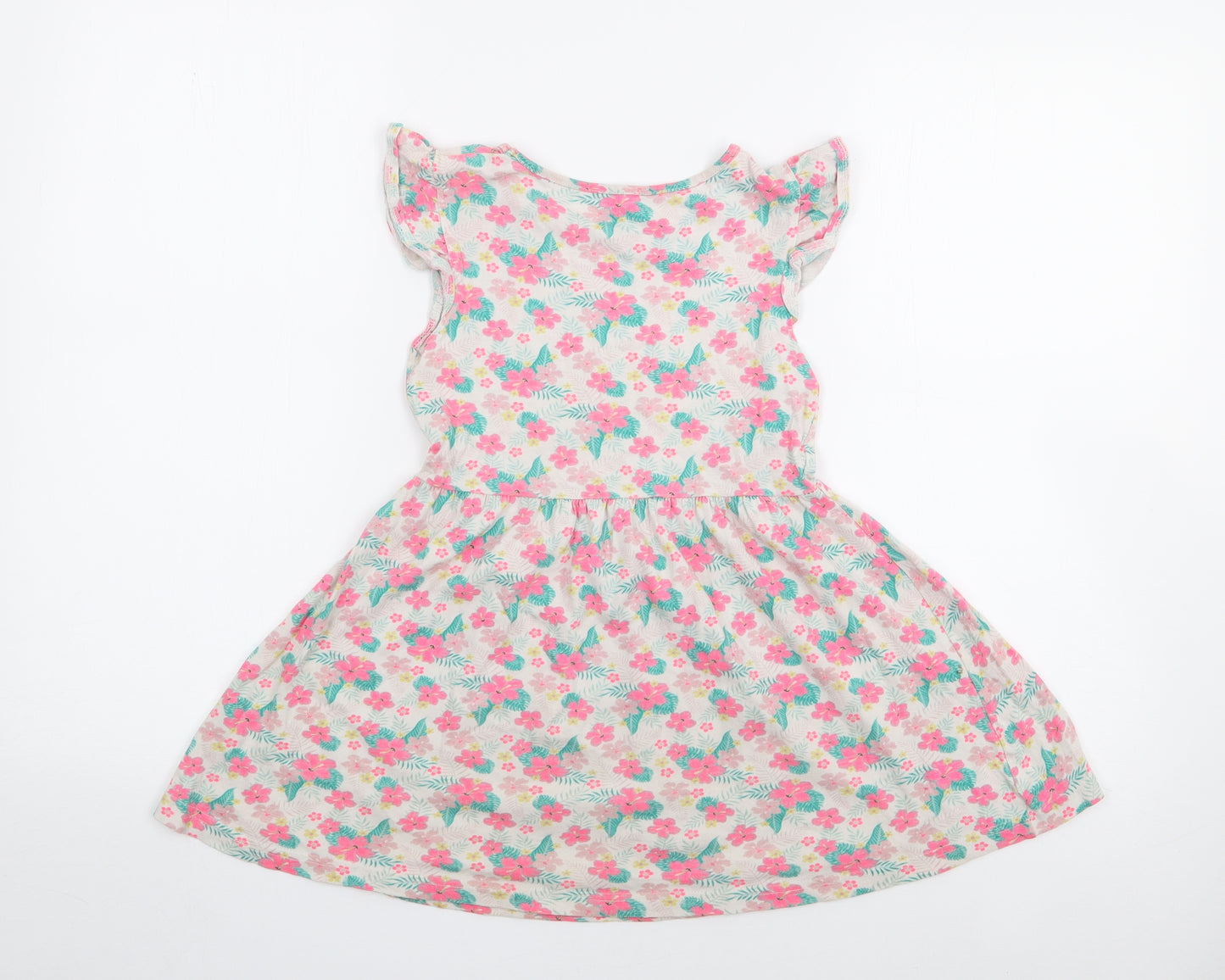 Primark Girls Multicoloured Floral 100% Cotton Fit & Flare  Size 7-8 Years  Crew Neck Pullover