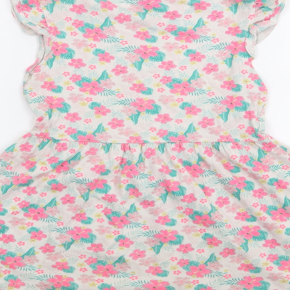 Primark Girls Multicoloured Floral 100% Cotton Fit & Flare  Size 7-8 Years  Crew Neck Pullover