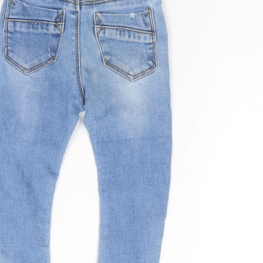 Primark Boys Blue  Cotton Pedal Pusher Jeans Size 6-9 Months  Snap - Distressed