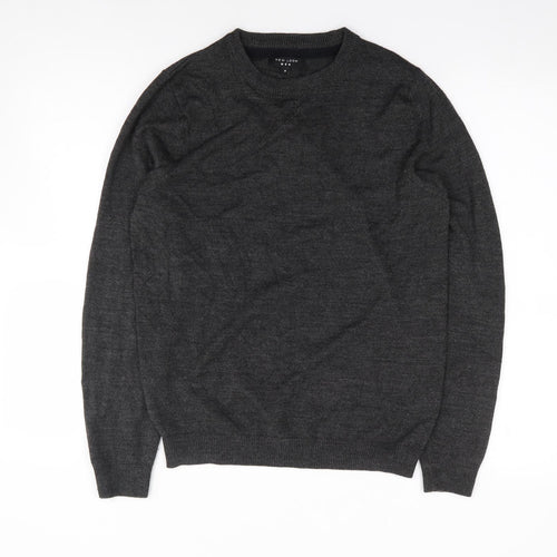 New Look Men Mens Grey Crew Neck  Acrylic Pullover Jumper Size S