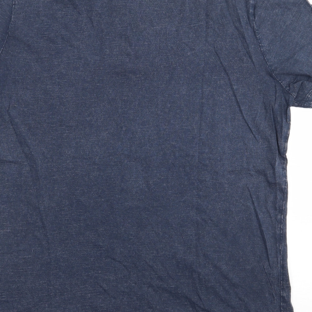 F&F Mens Blue  Cotton  T-Shirt Size L V-Neck