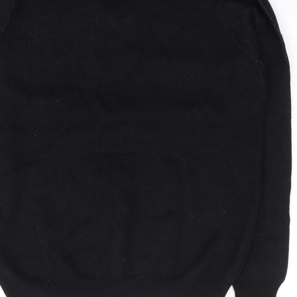 Onado Paris Womens Black V-Neck  Nylon Pullover Jumper Size S