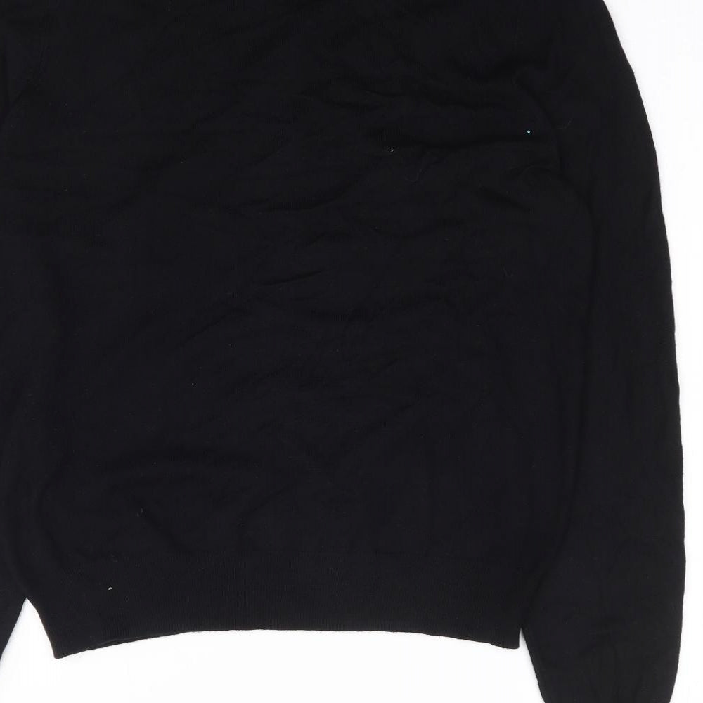 Marks and Spencer Womens Black Round Neck Floral Polyester Cardigan Jumper Size S