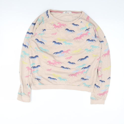 H&M Girls Multicoloured Geometric 100% Cotton Pullover Sweatshirt Size 15 Years  Pullover - Unicorn