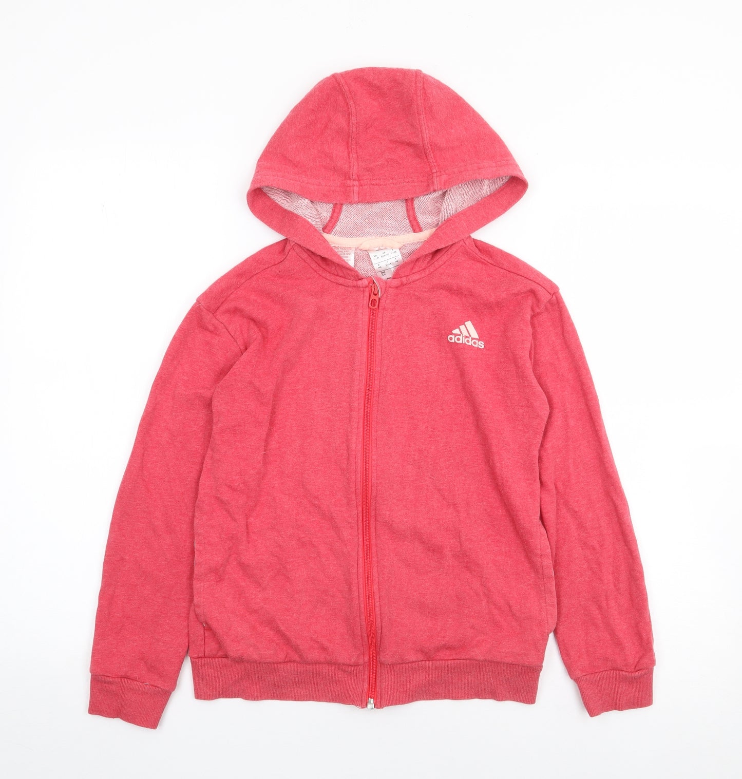 adidas Girls Red  Cotton Cardigan Hoodie Size 9-10 Years  Zip