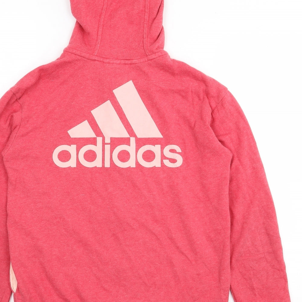 adidas Girls Red  Cotton Cardigan Hoodie Size 9-10 Years  Zip