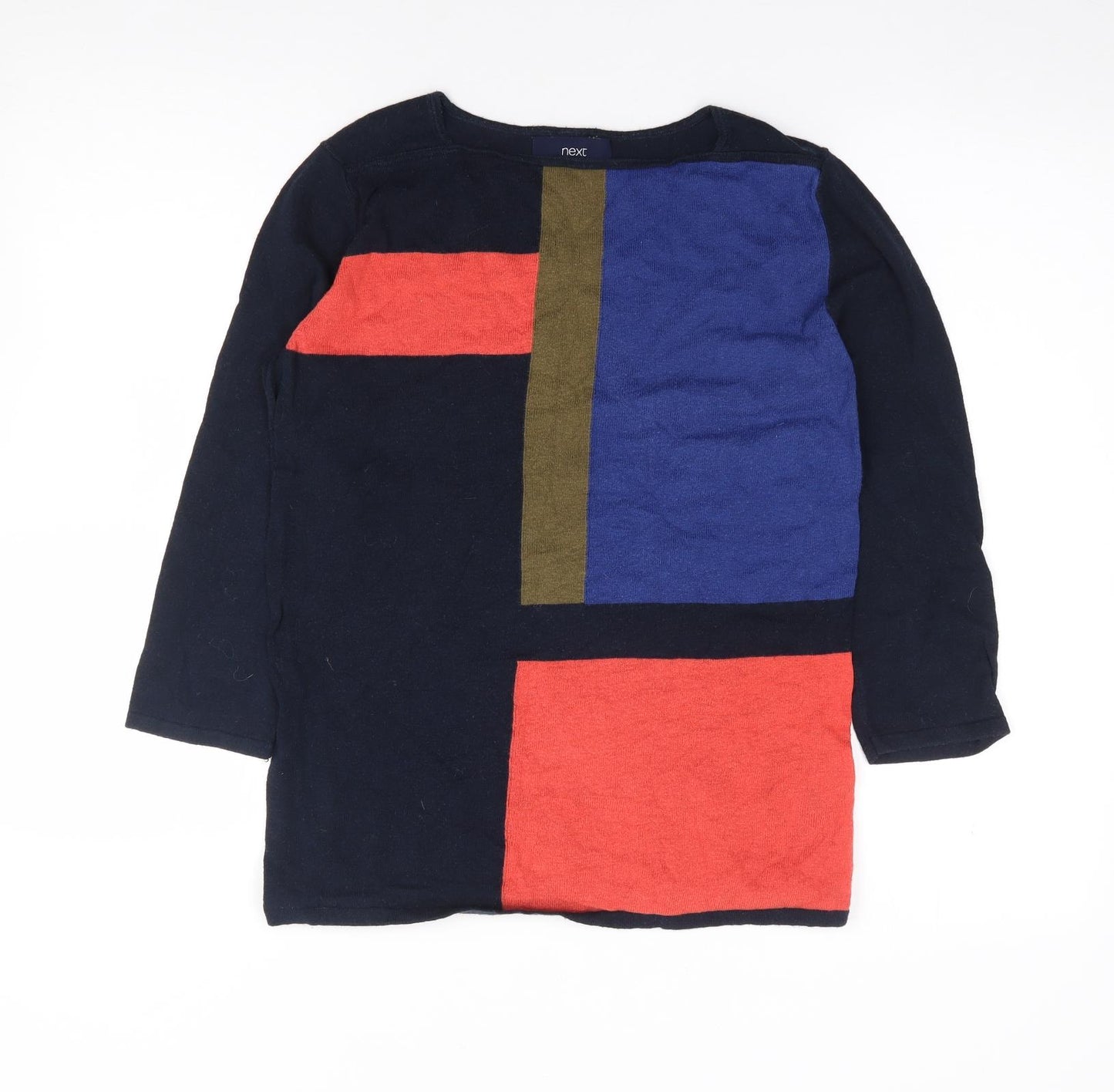 NEXT Womens Multicoloured Square Neck  Cotton Pullover Jumper Size 10