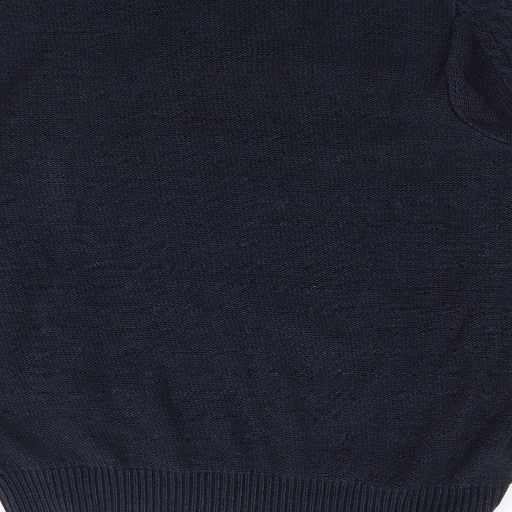 George Mens Blue V-Neck  Cotton Pullover Jumper Size XL