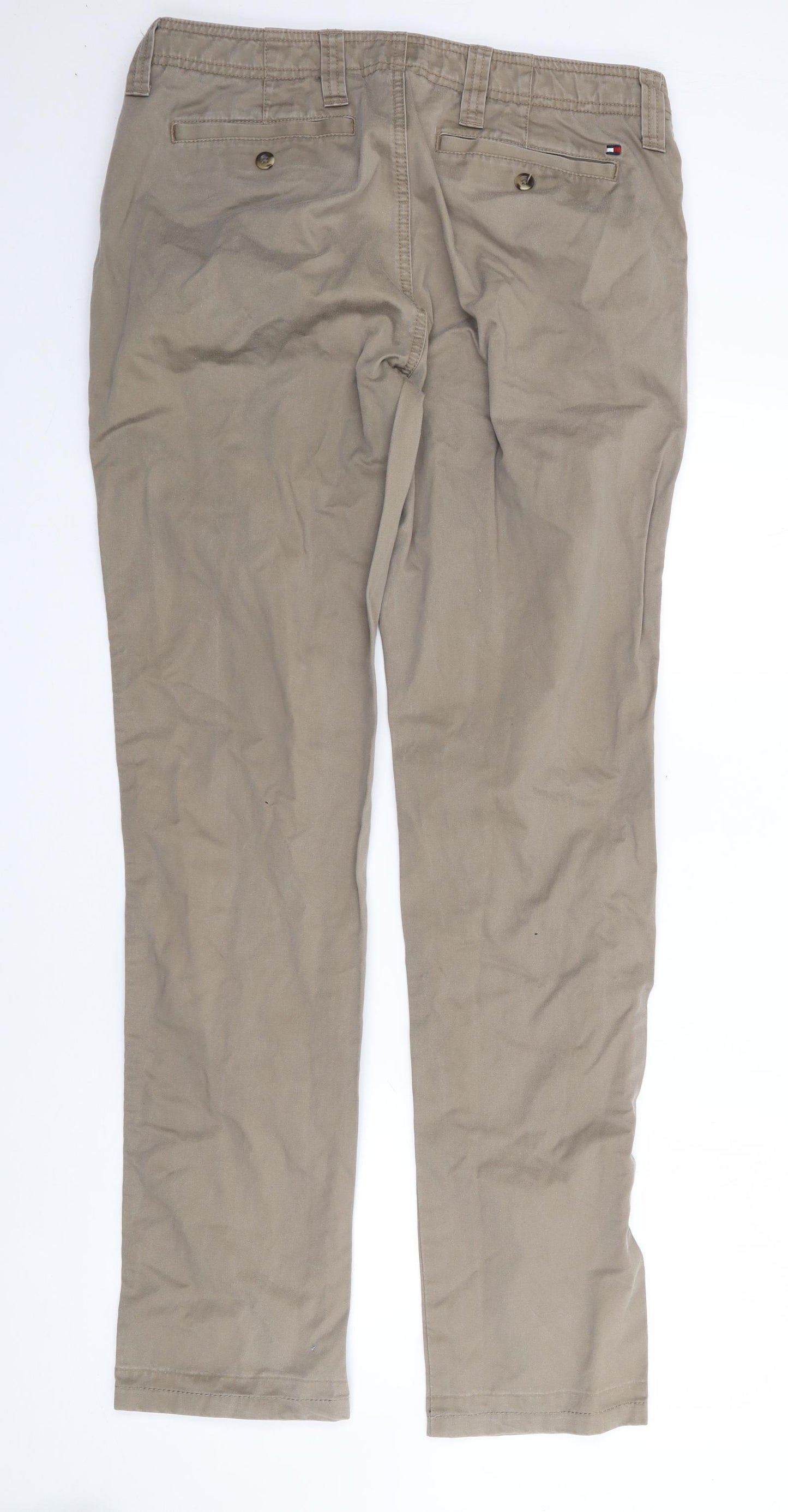 Tommy Hilfiger Mens Beige  Cotton Trousers  Size 34 L33 in Regular Zip