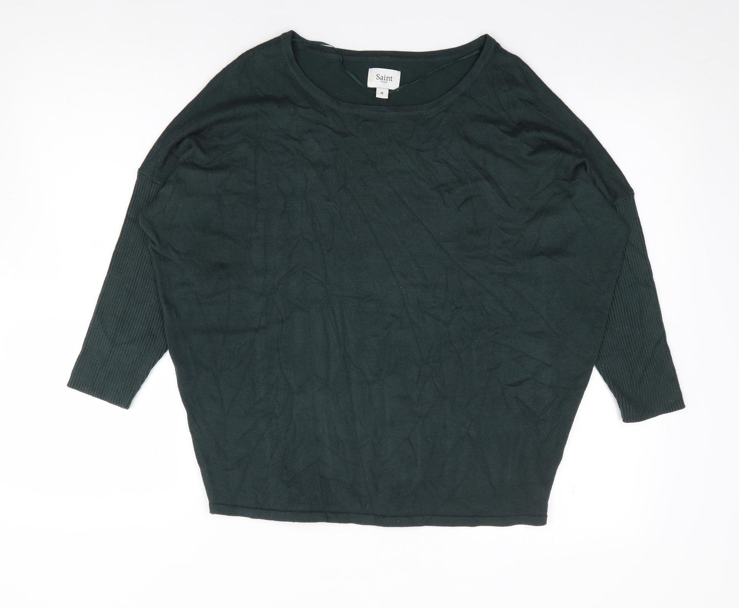 Saint Tropez Womens Green Boat Neck  Viscose Pullover Jumper Size M