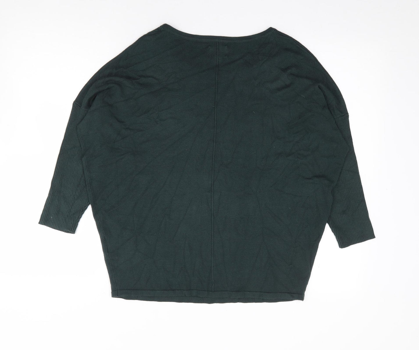 Saint Tropez Womens Green Boat Neck  Viscose Pullover Jumper Size M