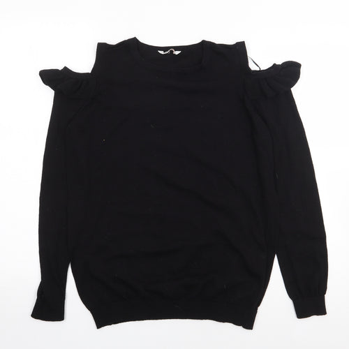C&A Womens Black Round Neck  Polyester Pullover Jumper Size S