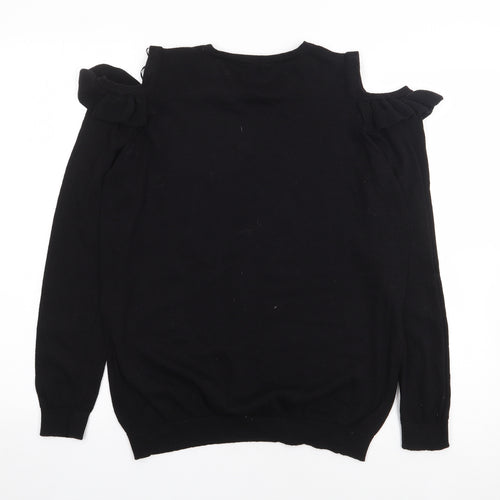C&A Womens Black Round Neck  Polyester Pullover Jumper Size S