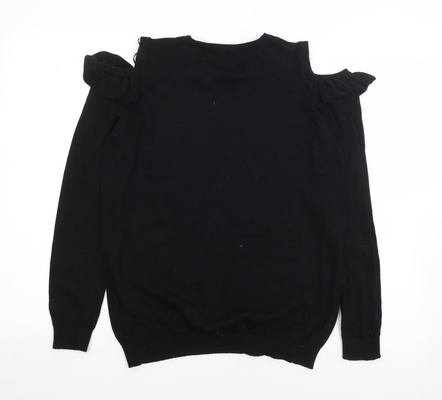 C&A Womens Black Round Neck  Polyester Pullover Jumper Size S