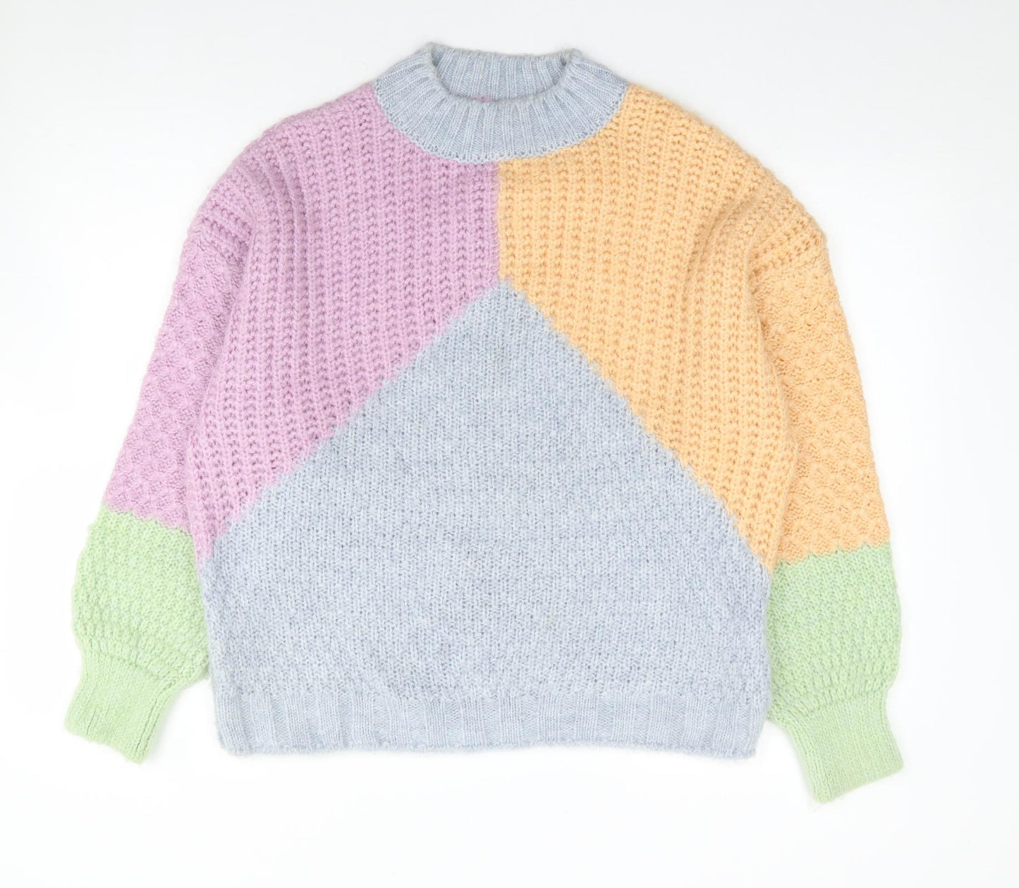 Primark Womens Multicoloured Mock Neck  Acrylic Pullover Jumper Size M