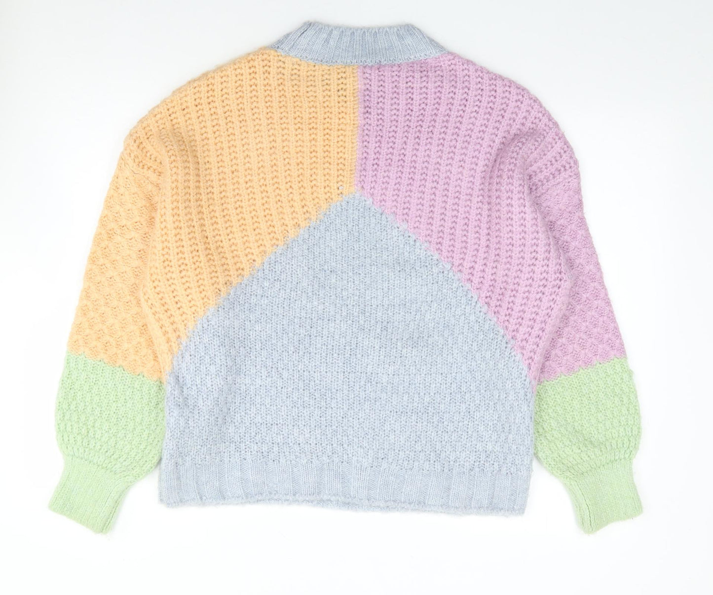 Primark Womens Multicoloured Mock Neck  Acrylic Pullover Jumper Size M