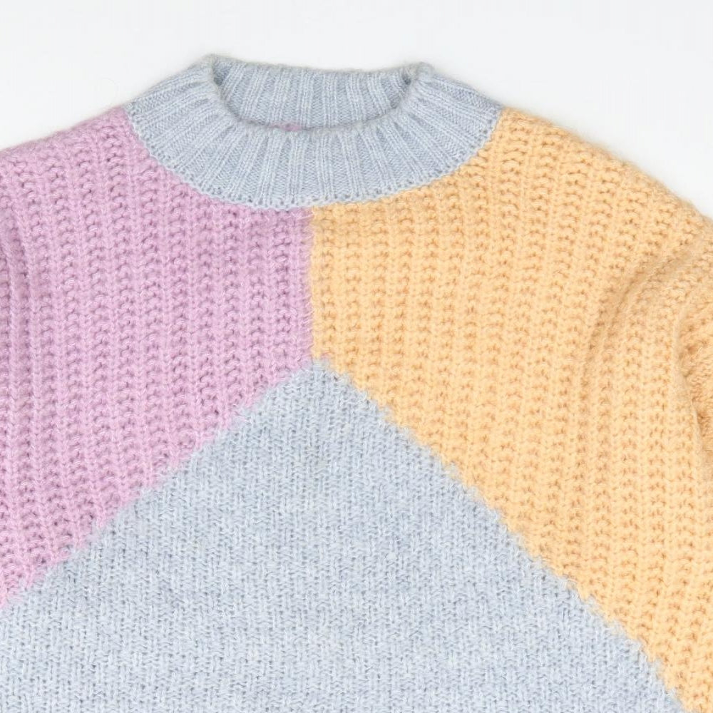 Primark Womens Multicoloured Mock Neck  Acrylic Pullover Jumper Size M