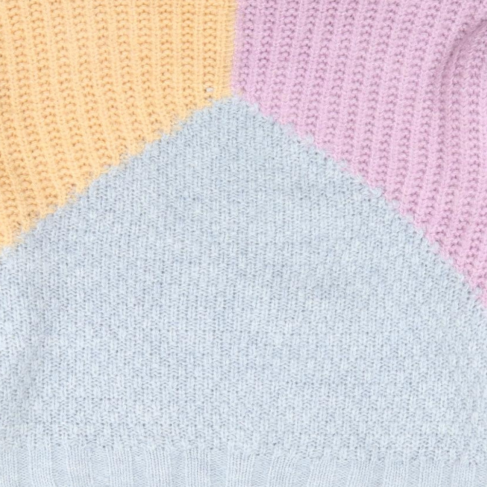 Primark Womens Multicoloured Mock Neck  Acrylic Pullover Jumper Size M