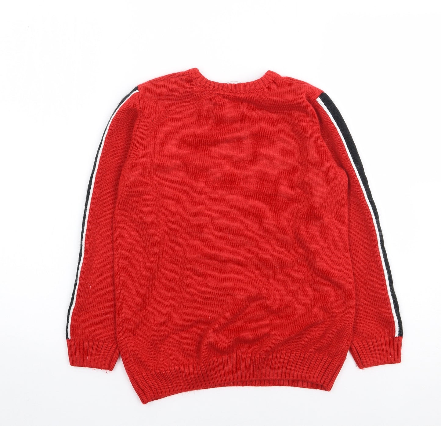 F&F Boys Red Crew Neck  Acrylic Pullover Jumper Size 9-10 Years  Pullover - Christmas