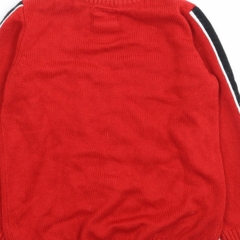 F&F Boys Red Crew Neck  Acrylic Pullover Jumper Size 9-10 Years  Pullover - Christmas