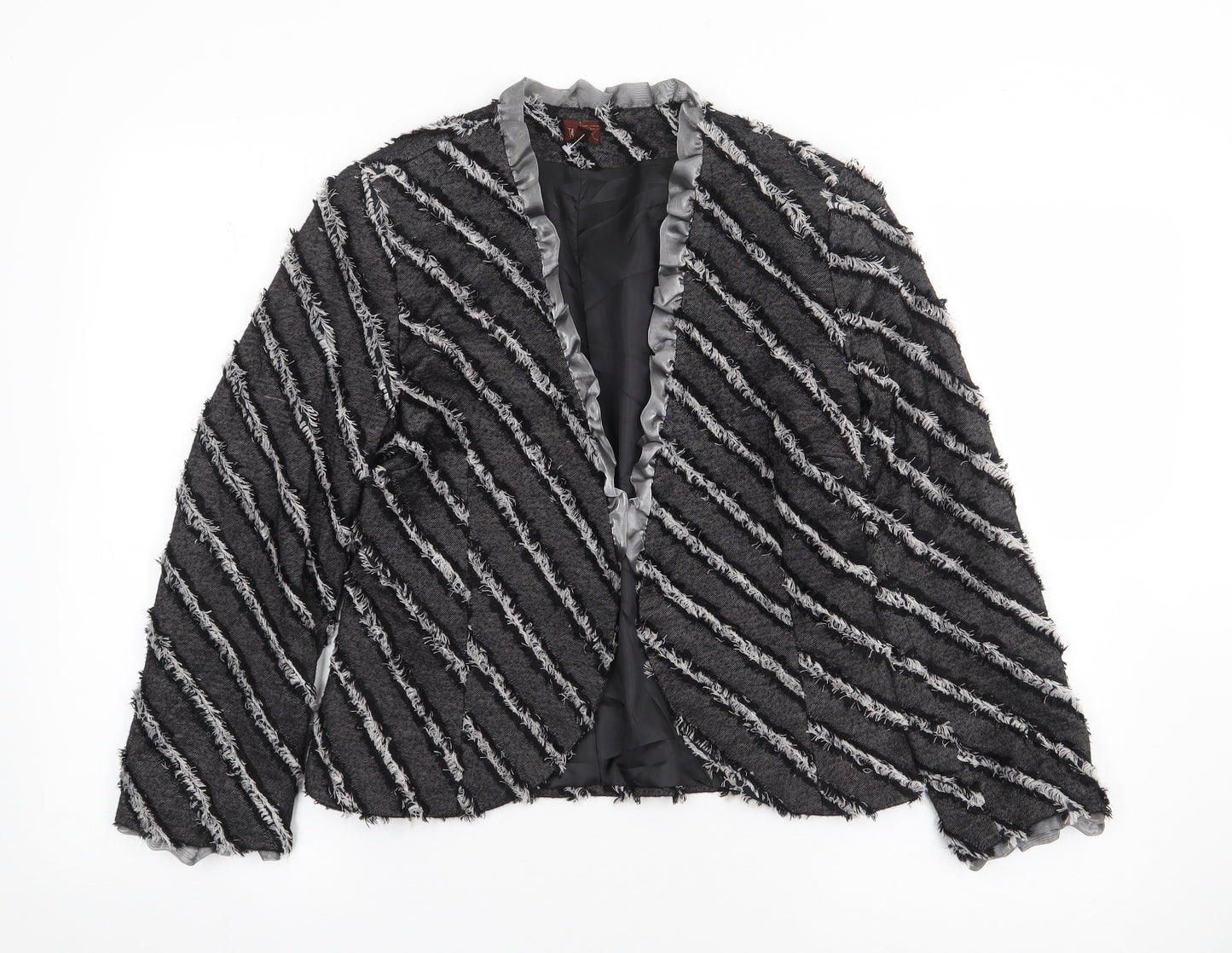 Tilber Womens Grey Geometric  Jacket Blazer Size 10