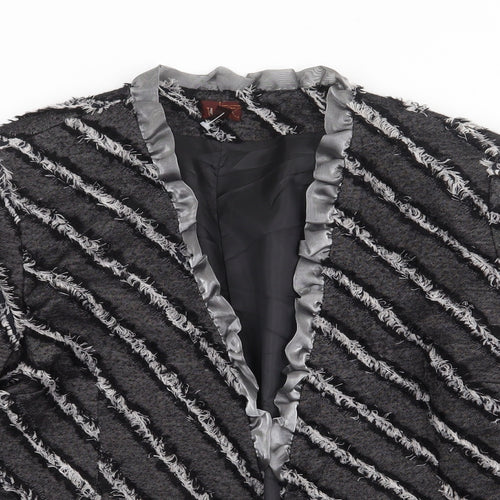 Tilber Womens Grey Geometric  Jacket Blazer Size 10