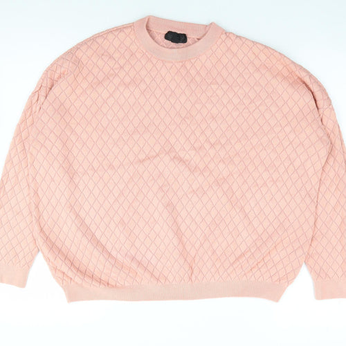 Topshop Womens Pink Crew Neck  Acrylic Pullover Jumper Size 8