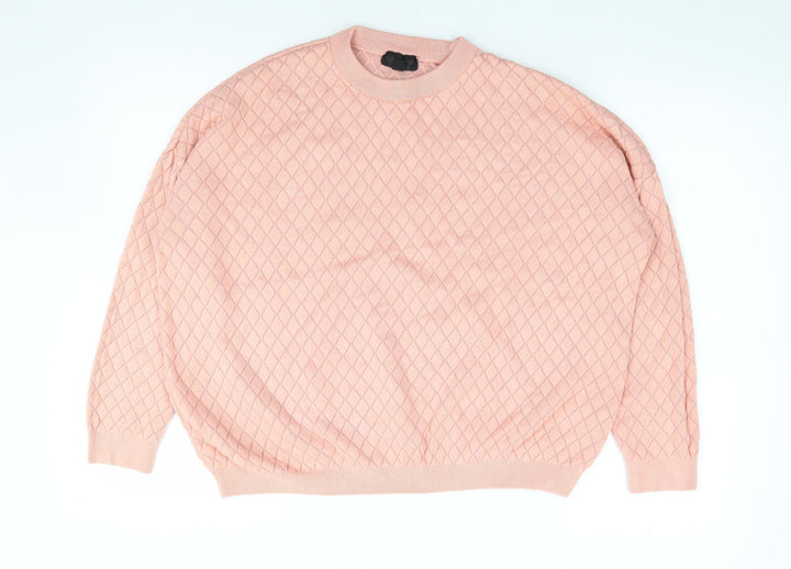 Topshop Womens Pink Crew Neck Acrylic Pullover Jumper Size 8