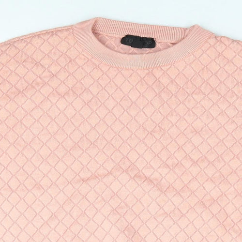 Topshop Womens Pink Crew Neck  Acrylic Pullover Jumper Size 8