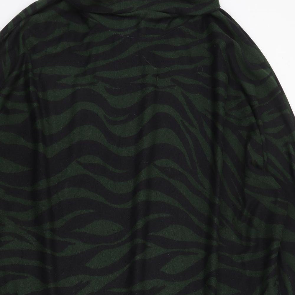 Apricot Womens Green Animal Print Polyester Jumper Dress  Size 14  Roll Neck Pullover - Slouch Dress
