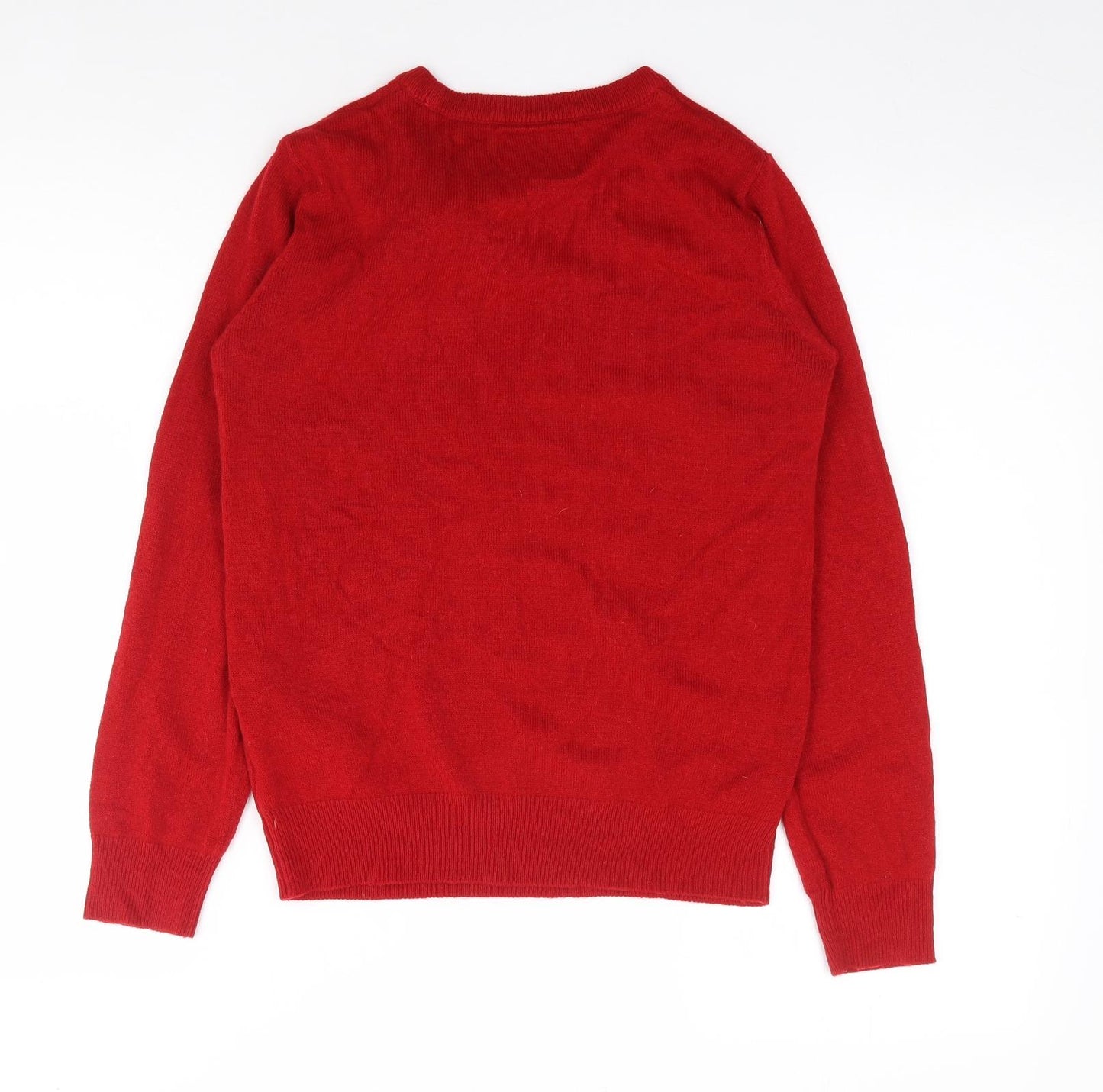 Preworn Boys Red Crew Neck  Acrylic Pullover Jumper Size 11-12 Years  Pullover - Christmas