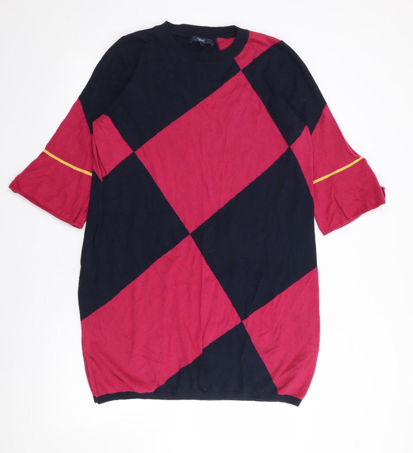 NEXT Womens Multicoloured Geometric Polyester Jumper Dress  Size 18  Crew Neck Pullover
